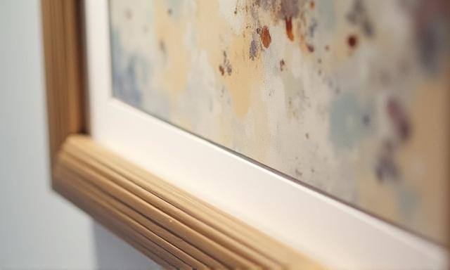 Close up of a beautifully custom framed piece of art